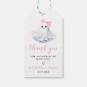 かわいいピンクの小さなブー赤ちゃん女の子シャワーありがとう ギフトタグ (正面)