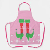 かわいいピンクの小妖精や小人名雪の結晶クリスマス エプロン (正面)