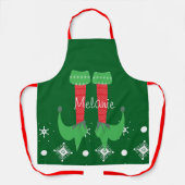 かわいいピンクの小妖精や小人名雪の結晶クリスマス エプロン (正面)