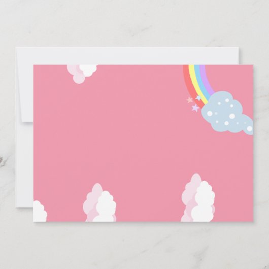 かわいいピンクの少女ユニコーン誕生日パーティー 招待状 (裏面)