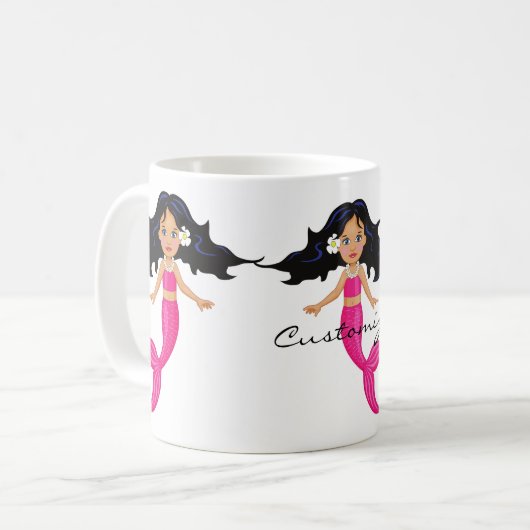 かわいいピンクの尾の人魚サンダー_コーブ コーヒーマグカップ (正面左)