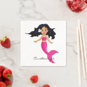 かわいいピンクの尾の人魚サンダー_コーブ スタンダードカクテルナプキン (インサイチュ)