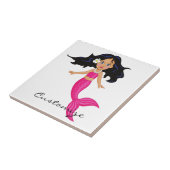 かわいいピンクの尾の人魚サンダー_コーブ タイル (側面)