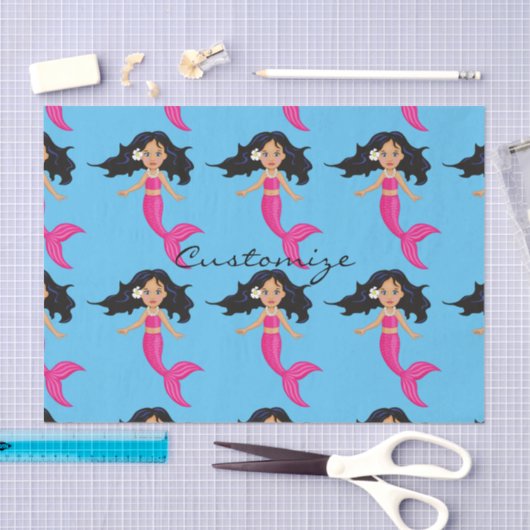 かわいいピンクの尾をした人魚のひいさまサンダーコーブ 薄葉紙 (クラフト)