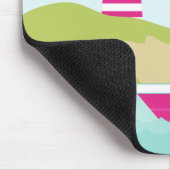 かわいいピンクの帆船と灯台 マウスパッド (コーナー)