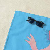 かわいいピンクの幸せなパーソナライズされた軸索 ビーチタオル (インサイチュ)