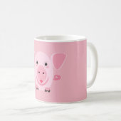 かわいいピンクの幸せな子豚 コーヒーマグカップ (正面右)