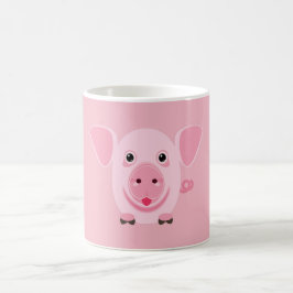 かわいいピンクの幸せな子豚 コーヒーマグカップ