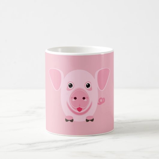 かわいいピンクの幸せな子豚 コーヒーマグカップ (中央)