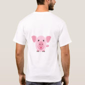 かわいいピンクの幸せな子豚 Tシャツ (裏面)
