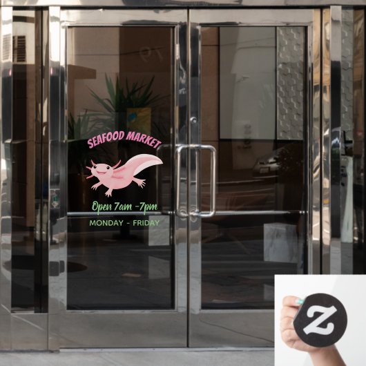 かわいいピンクの幸せな軸索 ウィンドウサイン (オフィスドア)