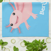 かわいいピンクの幸せな軸索 キッチンタオル (折り畳み)