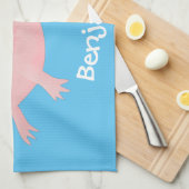 かわいいピンクの幸せな軸索 キッチンタオル (四つ折り)