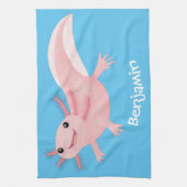 かわいいピンクの幸せな軸索 キッチンタオル (縦)