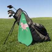 かわいいピンクの幸せな軸索 ゴルフタオル (グリーン)