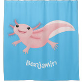 かわいいピンクの幸せな軸索 シャワーカーテン (正面)