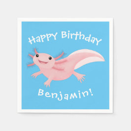 かわいいピンクの幸せな軸索 スタンダードカクテルナプキン