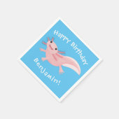 かわいいピンクの幸せな軸索 スタンダードカクテルナプキン (角)