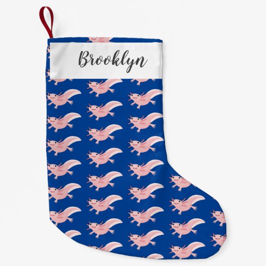 かわいいピンクの幸せな軸索 スモールクリスマスストッキング (正面)