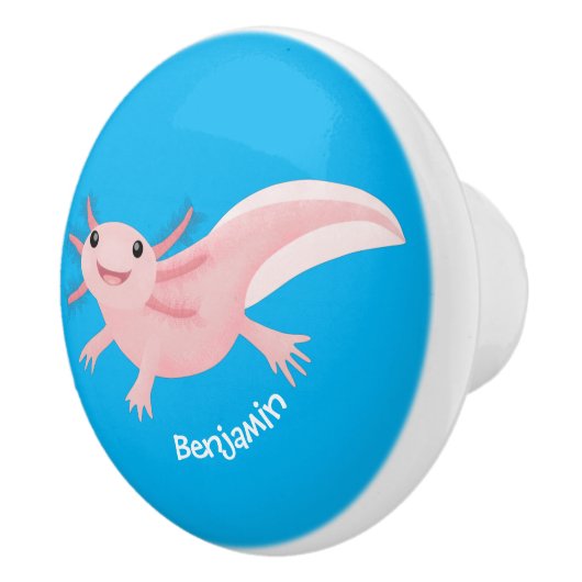 かわいいピンクの幸せな軸索 セラミックノブ (右)