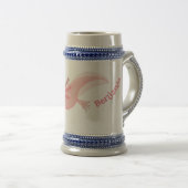 かわいいピンクの幸せな軸索 ビールジョッキ (正面右)