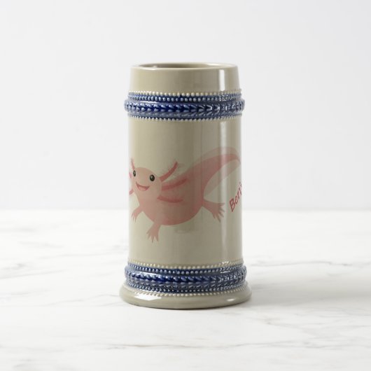 かわいいピンクの幸せな軸索 ビールジョッキ (中央)