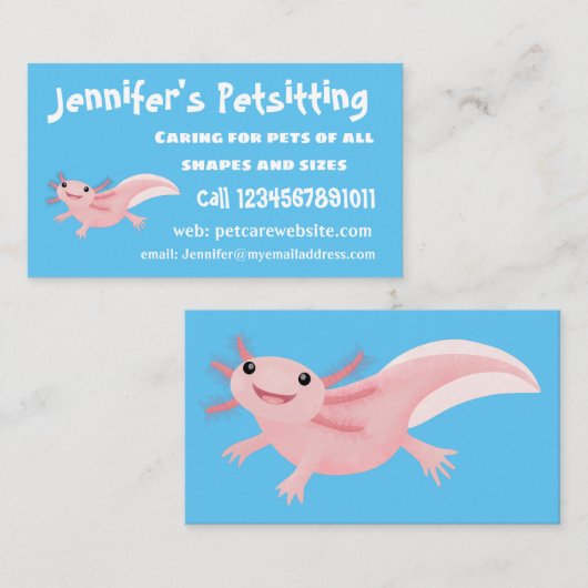 かわいいピンクの幸せな軸索 名刺 (正面/裏面)