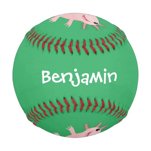 かわいいピンクの幸せな軸索 野球ボール (裏面)