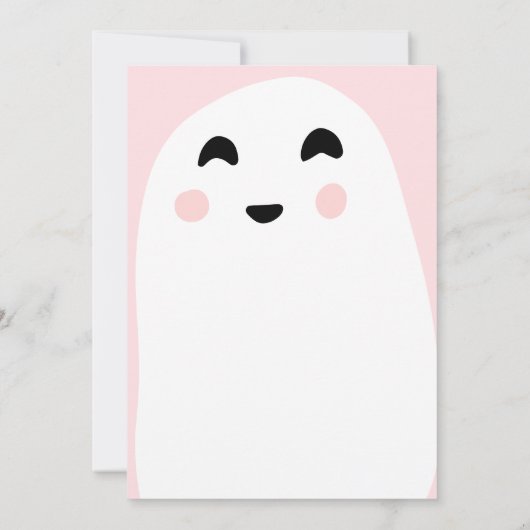 かわいいピンクの幽霊たちハロウィーンのブーブベイビーシャワー 招待状 (裏面)