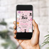 かわいいピンクの幽霊たちハロウィーンのブーブベイビーシャワー 招待状