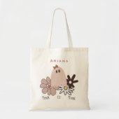 かわいいピンクの幽霊ガールズトリックまたはトリート トートバッグ (正面)