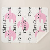 かわいいピンクの幽霊ハロウィンブランケットと名前 シェルパブランケット (正面(横))