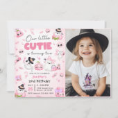 かわいいピンクの幽霊ハロウィーン2nd誕生日の写真 招待状 (正面)