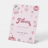 かわいいピンクの幽霊小さなブーブベビーシャワー好意サイン 台座サイン (正面)