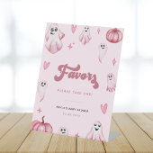 かわいいピンクの幽霊小さなブーブベビーシャワー好意サイン 台座サイン