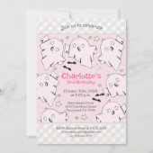 かわいいピンクの幽霊 キッズ ハロウィン 誕生日 招待状 (正面)