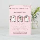 かわいいピンクの幽霊 ハロウィンパーティーの招待状 カワイイ 招待状 (スタンド正面)