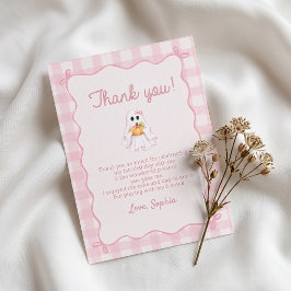 かわいいピンクの幽霊 ハロウィン お誕生日おめでとう カード