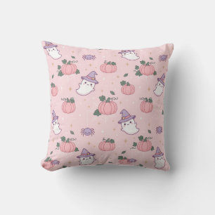かわいいピンクの幽霊 パステルハロウィントリックオアトリート クッション
