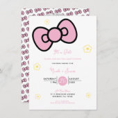 かわいいピンクの弓お洒落赤ちゃんシャワー 招待状 (正面/裏面)