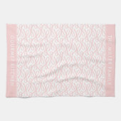 かわいいピンクの弓の名パーソナライズされた前キッチンタオル キッチンタオル (横)