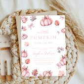 かわいいピンクの弓の水の色ガールカボチャの赤ちゃんシャワー 招待状