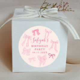 かわいいピンクの弓の誕生日パーティーのお気に入り ラウンドシール