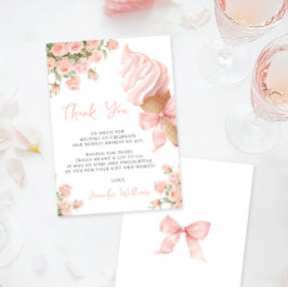 かわいいピンクの弓アイスクリームサマーベビーガールシャワー サンキューカード