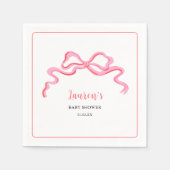 かわいいピンクの弓ガールベビーシャワー スタンダードカクテルナプキン (正面)