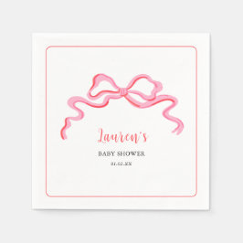 かわいいピンクの弓ガールベビーシャワー スタンダードカクテルナプキン