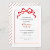 かわいいピンクの弓クリスマスホリデーパーティー 招待状 (正面/裏面)