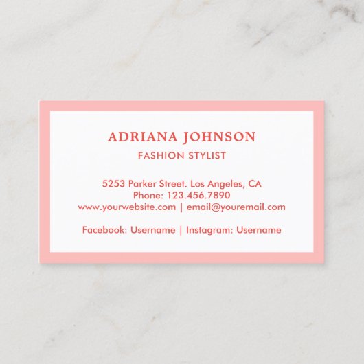 かわいいピンクの弓ティール（緑がかった色）服ハンガーファッションスタイリスト 名刺 (裏面)