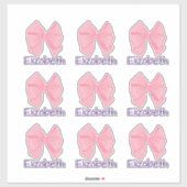 かわいいピンクの弓パープルガールの名前 シール (シート)