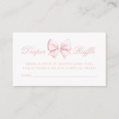 かわいいピンクの弓フローラベビーシャワーおむつラッフル エンクロージャーカード (正面)